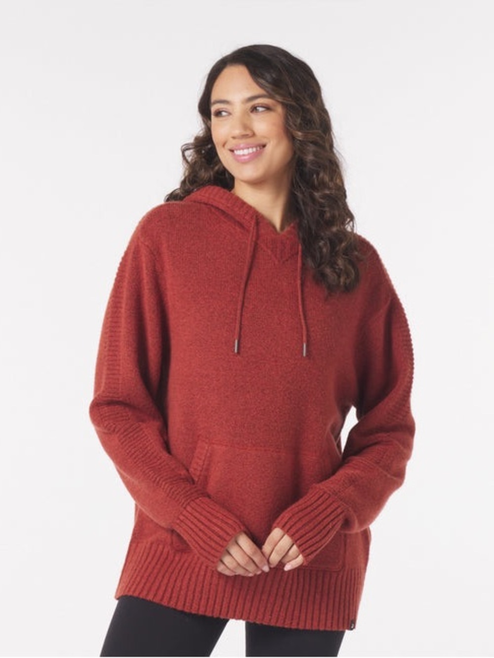Glyder Unisex Knit Up Hoodie in Brick Red, Size Medium for Men and Women - Picture 2 of 13